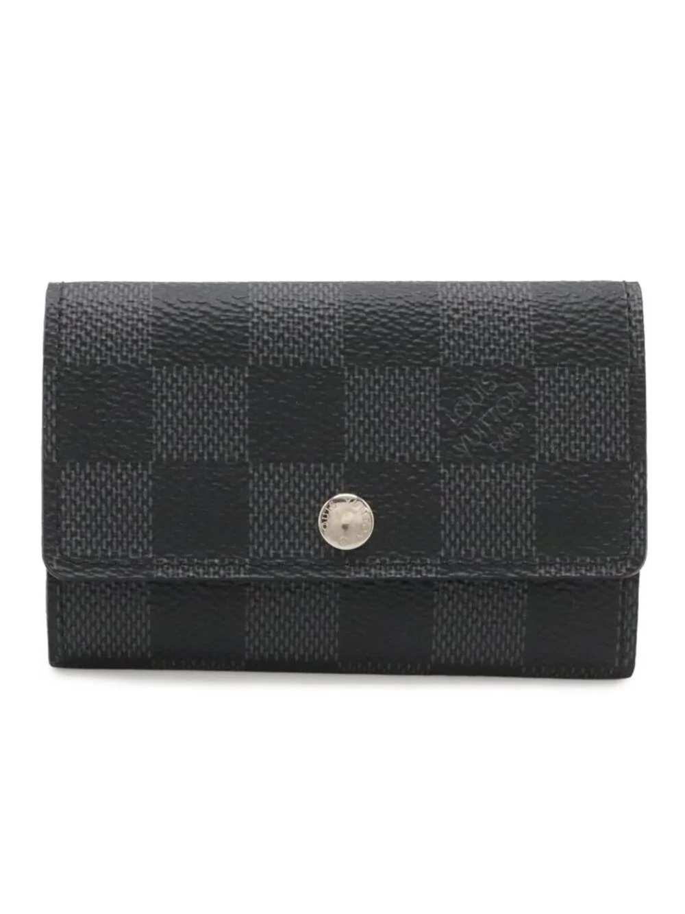 Louis Vuitton Damier Graphite Multicles 6 Key Case Silver with Initials